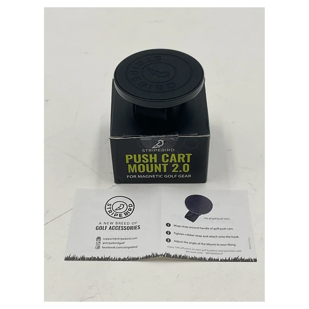 Stripebird Push Cart Mount 2.0 Magnetic Golf Gear Holder Black NEW